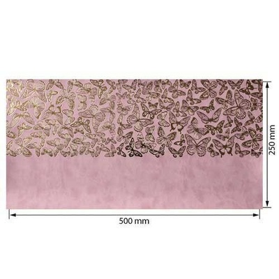 Відріз екошкіри з тисненням золотою фольгою Golden Butterflies Flamingo 50x25см, ТМ Фабрика Декору