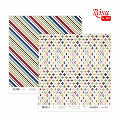 Бумага для скрапбукинга от ROSA TALENT - Make your journey 3, двусторонняя, 30х30см, 200г/м2