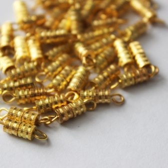 Застібка для намиста з різьбою, колір золото, 14 мм, 1 ш.