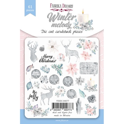 Набір висічок для скрапбукінгу, колекція Winter melody, 61шт., ТМ Фабрика Декору