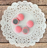 Фішки тканинні, рожеві в горошок, 1,3 см 5шт