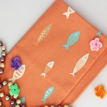 Бавовна, рибки кольорові, помаранчевий фон, 45х55см