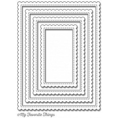 Ніж для вирубки My Favorite Things - Die-namics Stitched Rectangle Scallop Edge Frames, 4 шт.
