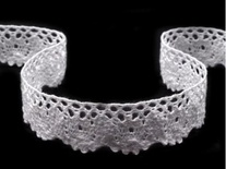 Бавовняне мереживо, білий колір, 25мм, 90см