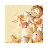 Салфетка "Морские раковины и звезды на песке", размер: 33х33 см