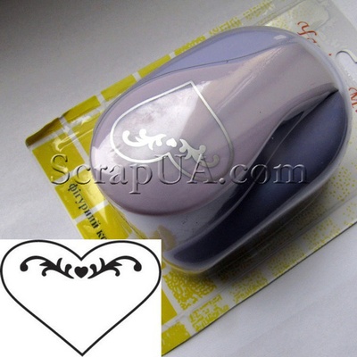 Фігурний дірокол Чарівна Міть - серце з орнаментом, розмір 4 см