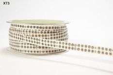 Лента IVORY TWILL / PRINT - BLACK CIRCLES, ширина 9,5 мм, длина 90 см