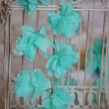 Лента с цветами из шифона, цвет мятный, 6 цветков