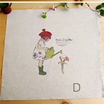 Картинки на льоні — Поливаю квіти, арт.0147 - D, 30x30 см