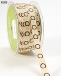 Стрічка Grosgrain / Circles, ширина 9,5мм, колір Champagne/Brown/Cream, 90cм