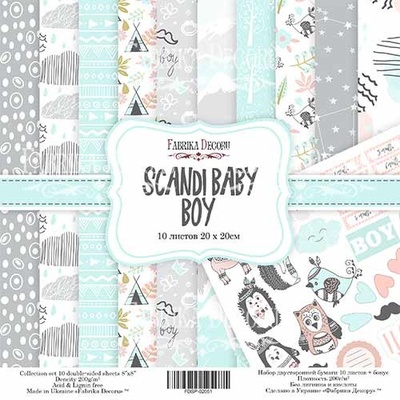 Набір скрап-паперу Scandi Baby Boy, 20x20см, ТМ Фабрика Декору
