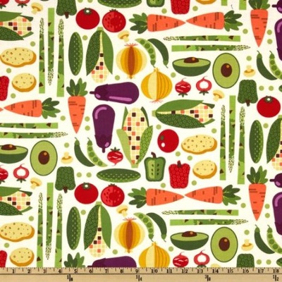 Тканина 100% бавовна - Овочі для кухні, 45x55см