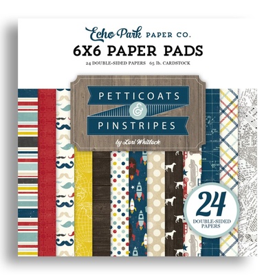 Набір паперу для скрапбукінгу Echo Park - PinStripes, 15х15см, 24 аркуші