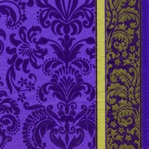 Серветка для декупажу "Королівський візерунок", колір фону: фіолетовий, розмір: 33x33 см
