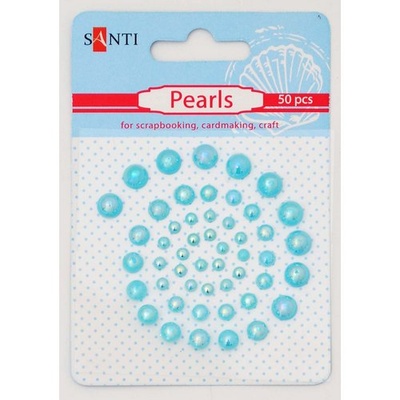 Набір перлинок на клейовій основі блакитних райдужних, 50 шт., ТМ Santi