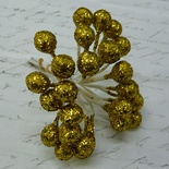 Ягідки Holly з глітером, пластик, колір золото, 6 шт.