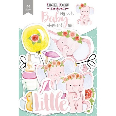 Набір висічок для скрапбукінгу, колекція My cute Baby elephant girl 44 шт., ТМ Фабрика Декору