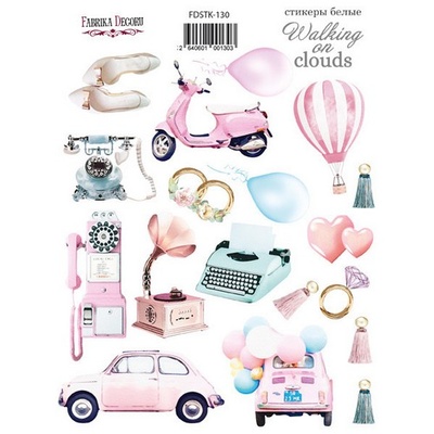 Набір наліпок (стікерів) 18 шт. Walking on clouds 130, ТМ Фабрика Декору
