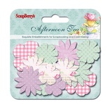 Набір принтованих паперових квіточок від ScrapBerryʼs - Полуденний чай, 24 шт