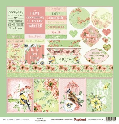 Бумага для скрапбукинга от ScrapBerry's - Разрисованная Вуаль - Карты 2, 1 лист, АНГ, 30,5х30,5 см, 190 г/м, односторонняя