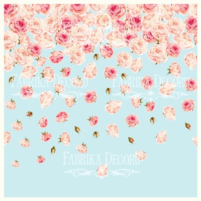 Деко велум (Аркуш кальки з малюнком) Троянди на блакитному 1, ТМ Фабрика Декору