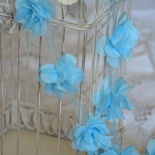 Стрічка з квіточками із шифону, колір блакитний, 6 цвіт