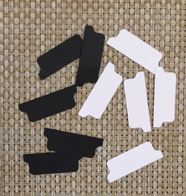 Набір висічок білого (чорний) картону — етикетки для розділювачів, 5шт.