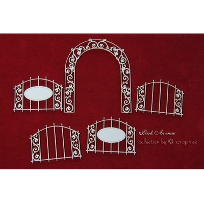 Чипборд Scrapiniec - Ограды и арки Park Avenue микс, 5 штук