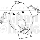 Акриловий штамп "Птах з листом" (Птахи)