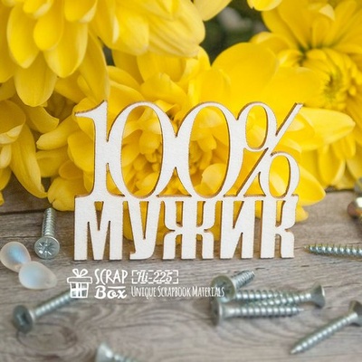 Чипборд ScrapBox - 100% чоловік Hi-225