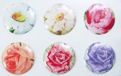 Готовые эпоксидные украшения-наклейки "Цветочное настроение", диаметр 2,5 см, 6 штук