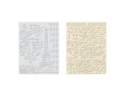 Папки для тиснения от Tim Holtz - Texture Fades Embossing Folders - Eiffel Tower and French Script Set