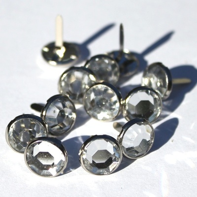 Набір брадсів Eyelet Outlet - Jewel Brads Clear, колір прозорий, у срібній оправі, 16 мм, 10 штук