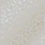 Аркуш одностороннього паперу з фольгуванням, дизайн Golden Branches Gray, 30,5см х 30,5см, ТМ Фабрика Декору
