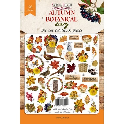 Набір висічок для скрапбукінгу, колекція Autumn botanical diary 63 шт., ТМ Фабрика Декору.