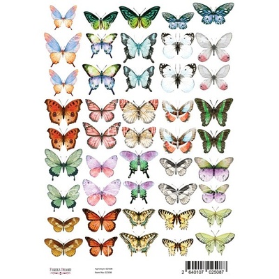 Набор картинок для декорирования Бабочки 1 А4, ТМ Фабрика Декору