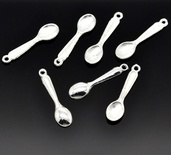 Металева прикраса "Ложечка", срібло, розмір 24x6 мм, 1 шт.