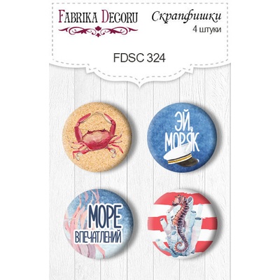 Скрап-фішки 4шт. Набір 324, Sea soul, ТМ Фабрика Декору