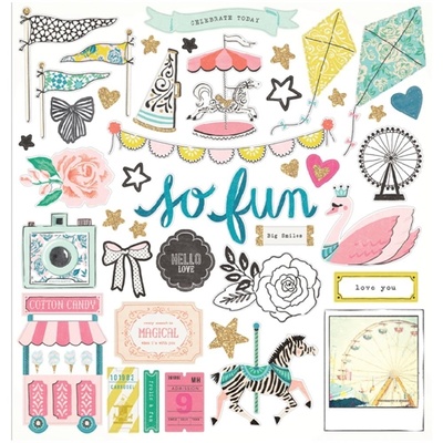 Высечки из чипборда от Crate Paper - Maggie Holmes Carousel Collection - 30x30 см, 40 шт.