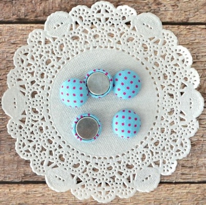 Фишки тканевые, голубые в горошек, 1,3 см 5шт