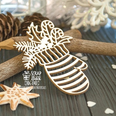 Чипборд ScrapBox - Рукавичка з новорічною композицією Hh-140