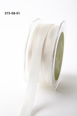 Репсово-сатинова стрічка - Подвійна смужка - біла, ширина - 16 мм, довжина 90 см