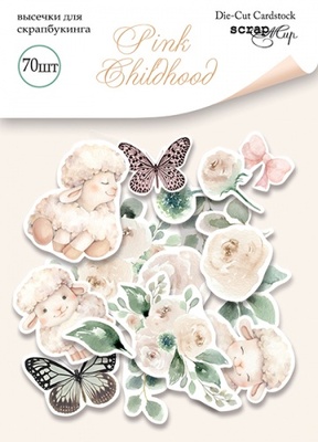 Набір висічок для скрапбукінгу від Scrapmir - Pink Childhood, 70 шт.