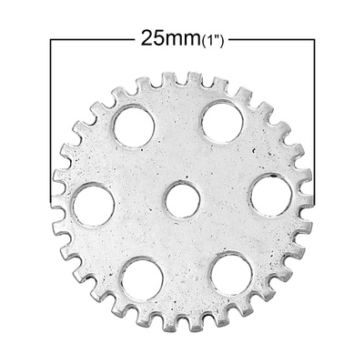 Металева шестерня, колір античного срібла, діаметр 23 мм, 1 шт.
