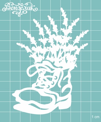 Чипборд від Вензелик - Чобіт з квітами, розмір: 76x105 мм