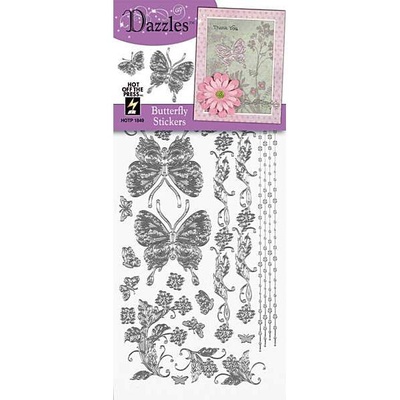 Набір наліпок - висічок HOTP - Butterfly Dazzles Dazzles Silver, розмір 10x23 см, 33 шт., колір срібло