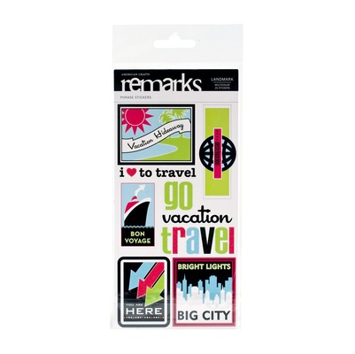 Наліпки з глітером - American Crafts - Landmark Phrases, 25шт.