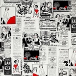 Ткань 100% хлопок - Газета о моде с красным, 45х55 см