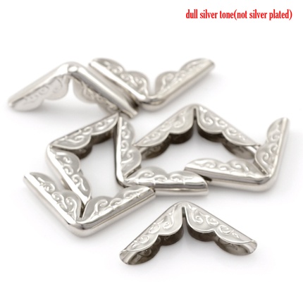 Куточки для альбомів, 30x21x4мм, колір срібло, 4 шт.