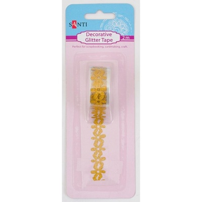 Стрічка на клейовій основі блискуча квітка жовта, 2 м, ТМ Santi